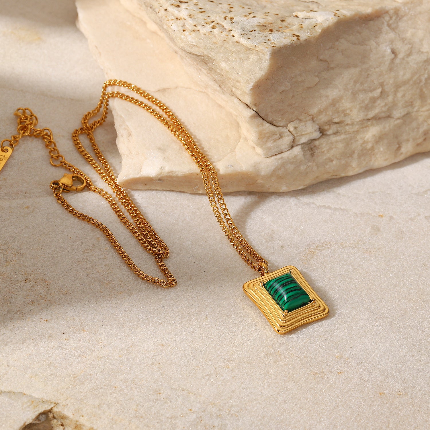 Green Striped Pendant | Contemporary Statement Jewelry