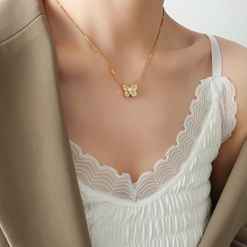 Butterfly Necklace | Diamond-like Accent Jewelry