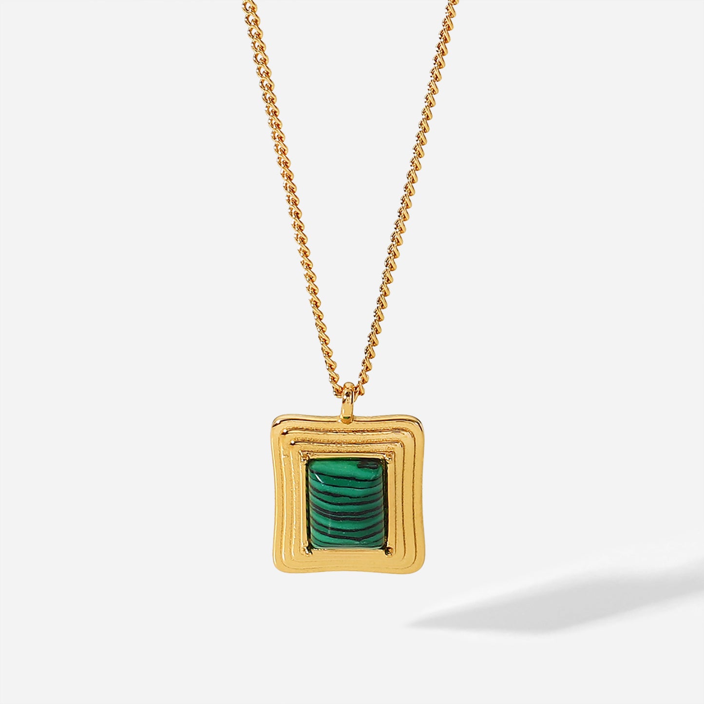 Green Striped Pendant | Contemporary Statement Jewelry
