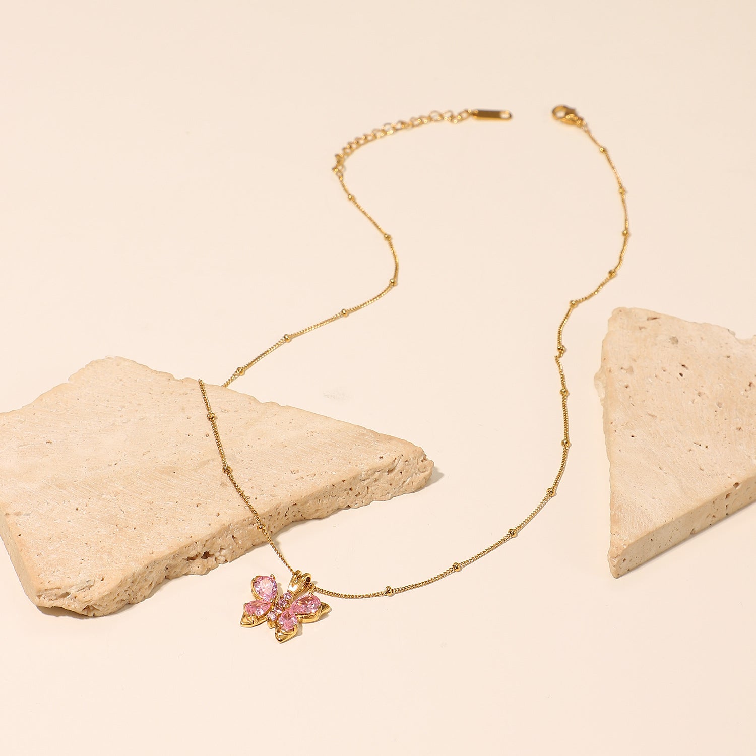 Delicate Pink Butterfly Necklace - Belberrie Studios
