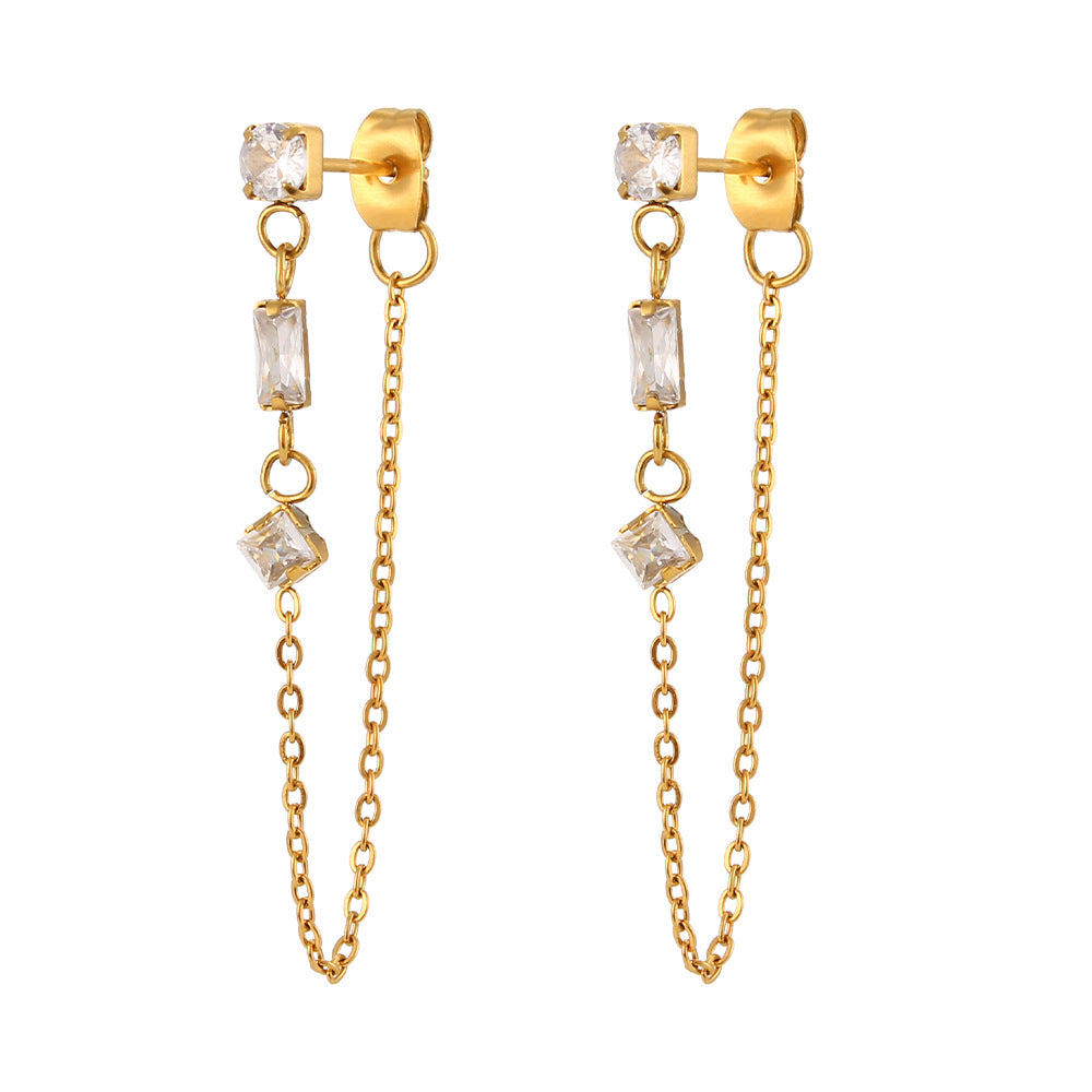 Chain Drop Earrings | Diamond-like Dangle Jewelry