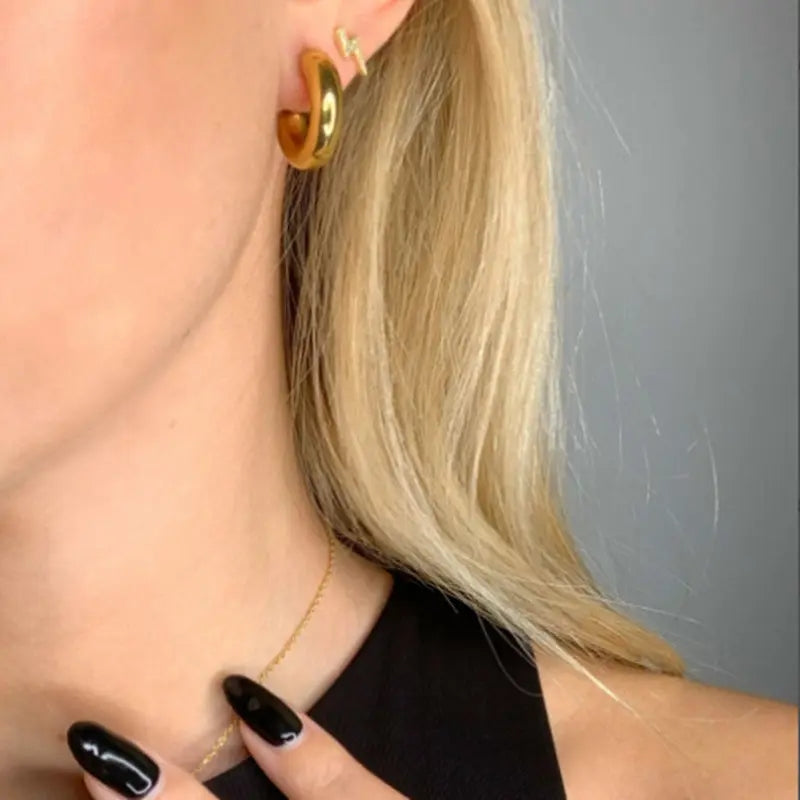 Hollow Chunky Tube Mini Hoop Earrings | Statement Accessories