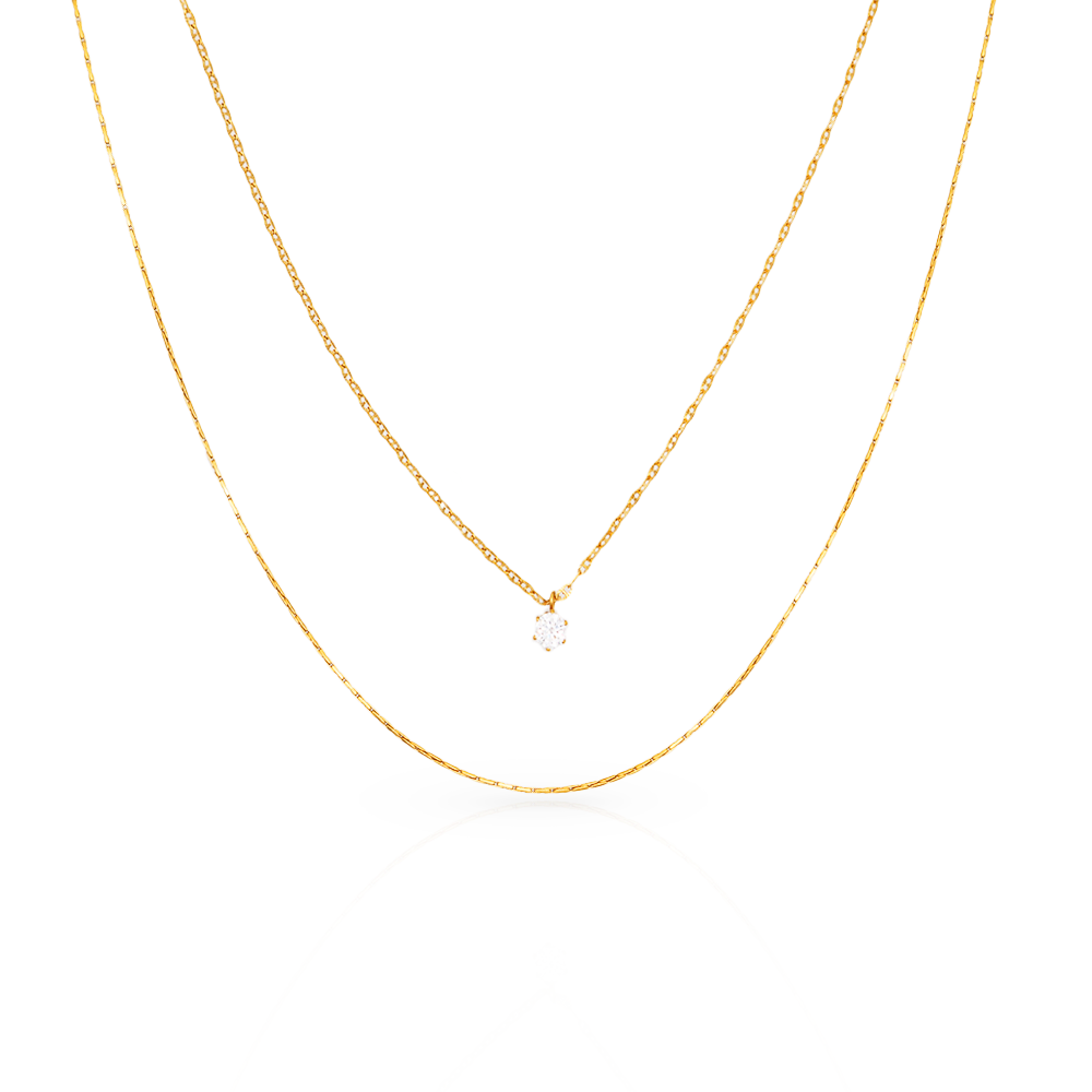 Double Layer Diamond Necklace | Elegant Jewelry
