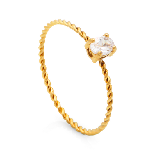 Gold Rope Solitaire Ring | Timeless Beauty