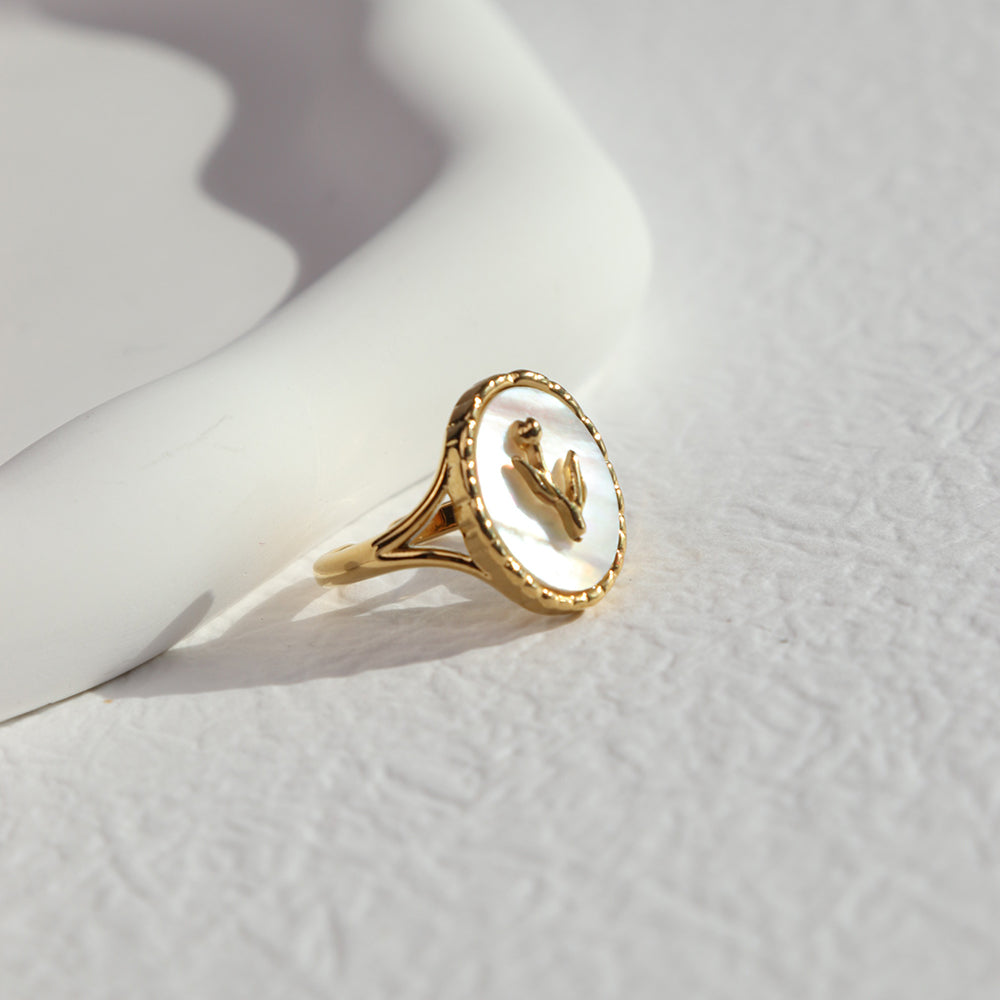 Handcrafted Natural Shell Tulip Ring - Belberrie Studios