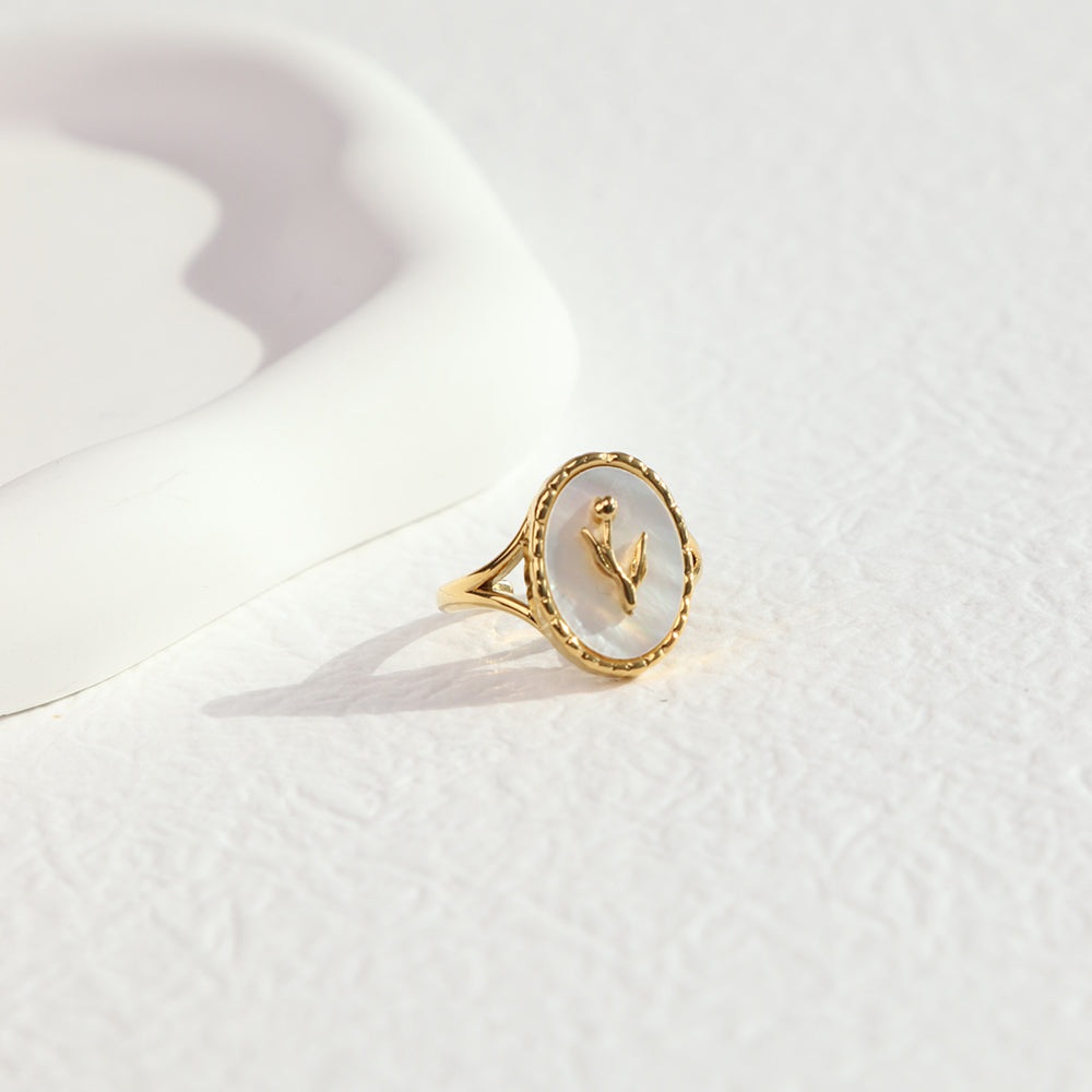 Handcrafted Natural Shell Tulip Ring - Belberrie Studios