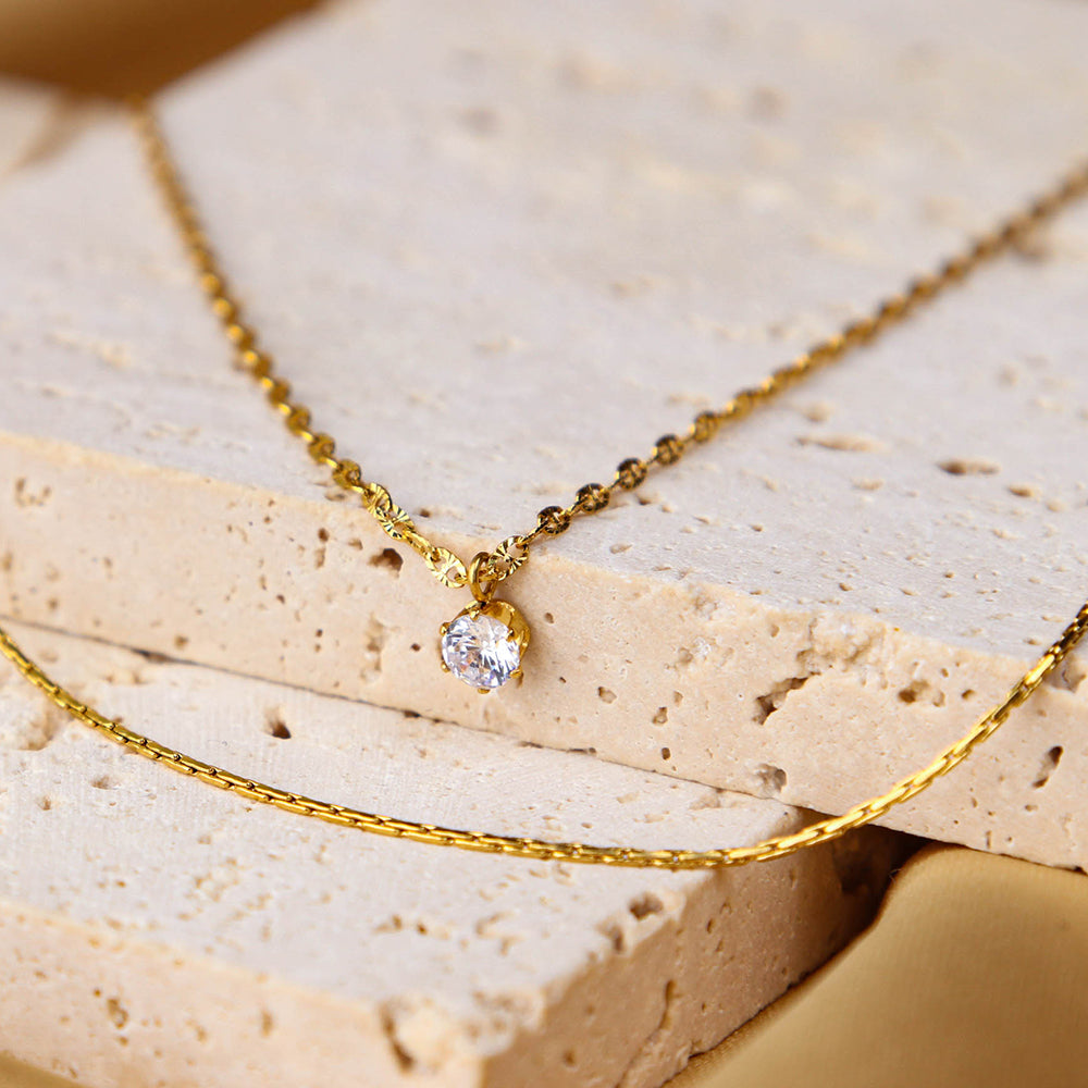 Double Layer Diamond Necklace | Elegant Jewelry