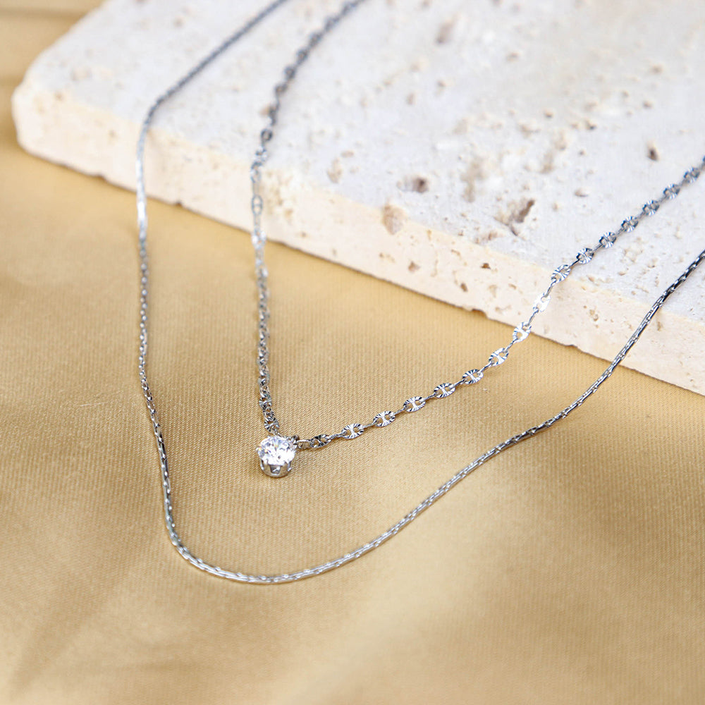 Double Layer Diamond Necklace | Elegant Jewelry