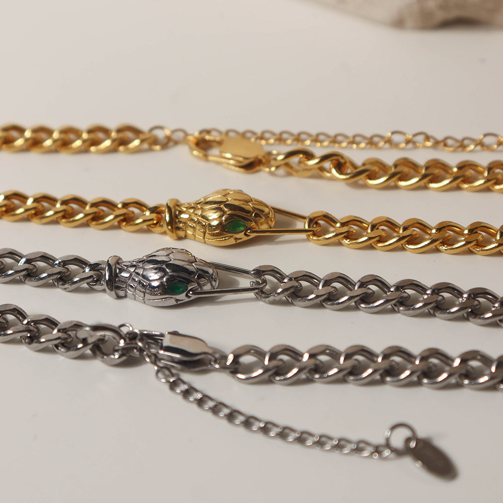 Green Eyes Snake Cuban Choker - Belberrie Studios