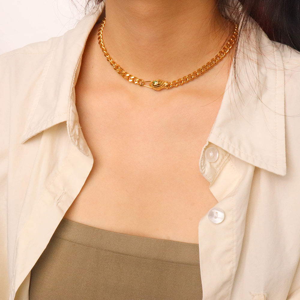 Green Eyes Snake Cuban Choker - Belberrie Studios