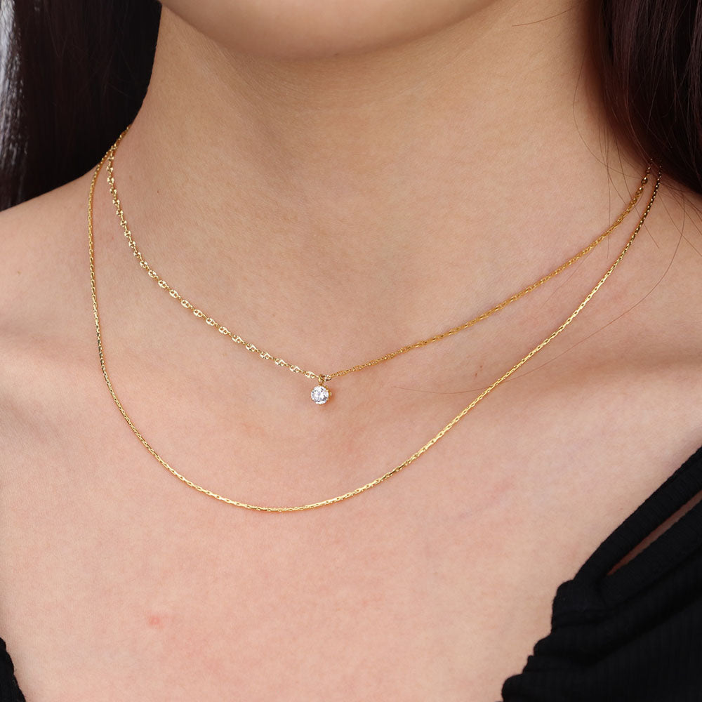 Double Layer Diamond Necklace | Elegant Jewelry