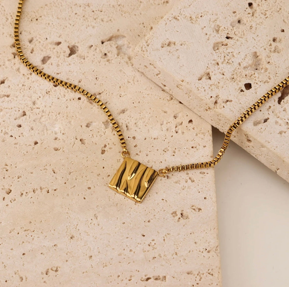 Stylish Organic Texture Square Necklace - Belberrie Studios