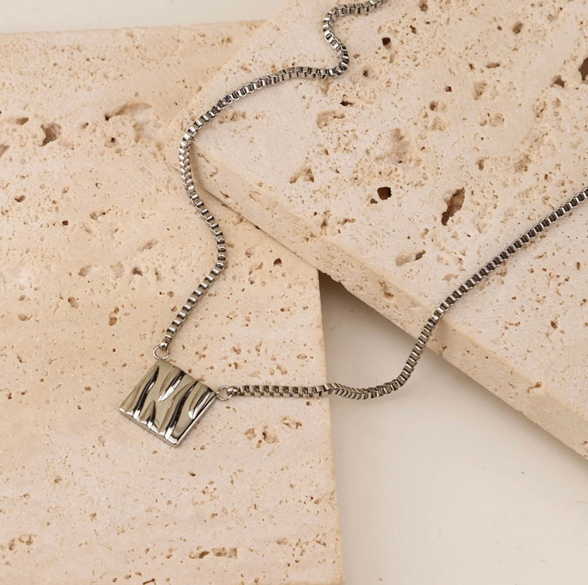 Stylish Organic Texture Square Necklace - Belberrie Studios