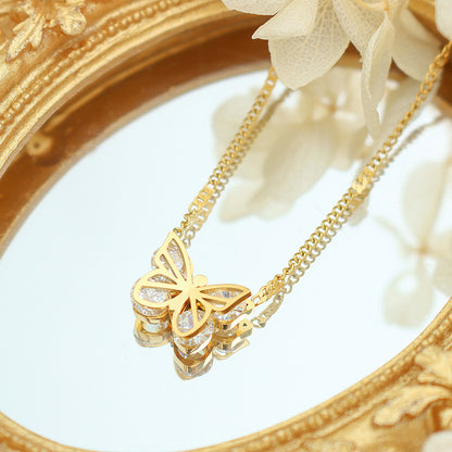 Butterfly Necklace | Diamond-like Accent Jewelry