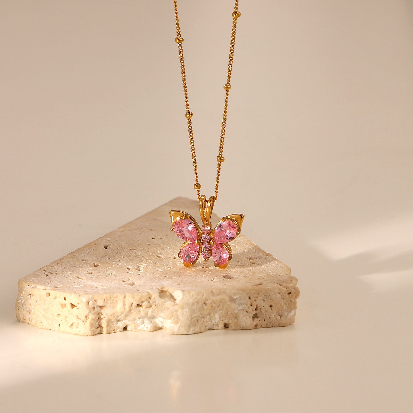  Delicate Pink Butterfly Necklace - Belberrie Studios