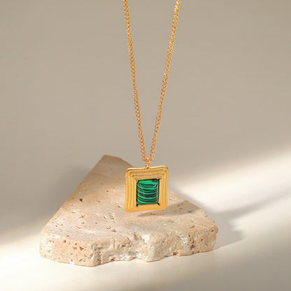 Green Striped Pendant | Contemporary Statement Jewelry