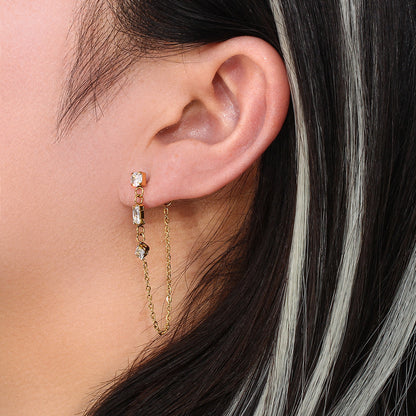 Chain Drop Earrings | Diamond-like Dangle Jewelry