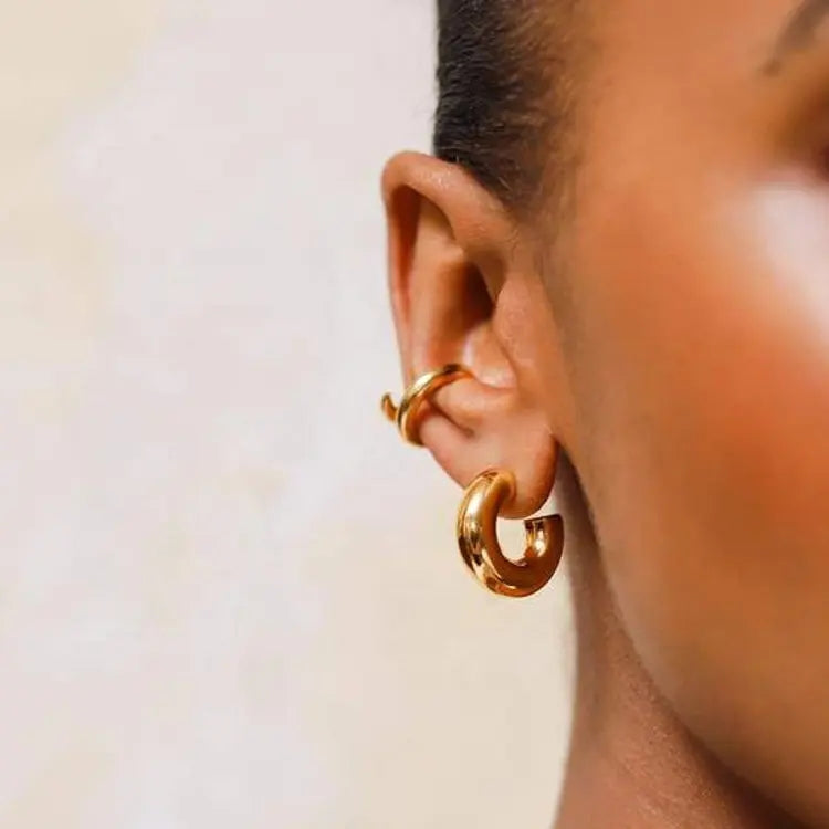 Hollow Chunky Tube Mini Hoop Earrings | Statement Accessories