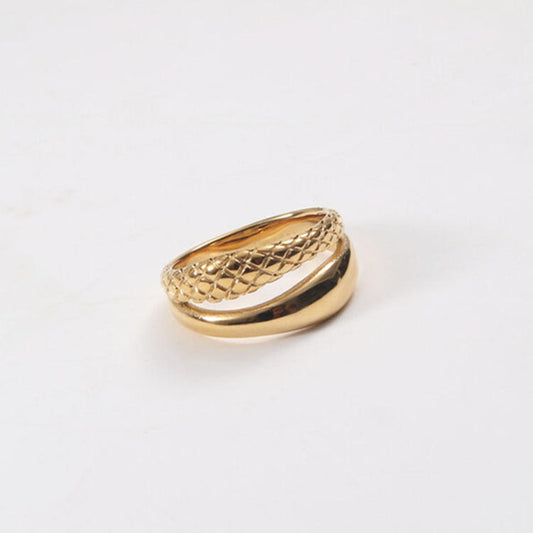 Double Layer Reptilian Skin Ring | Edgy Statement Jewelry