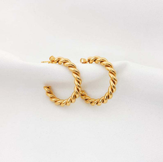 Twisted Midi Hoop Earrings | Elegant Rope Design