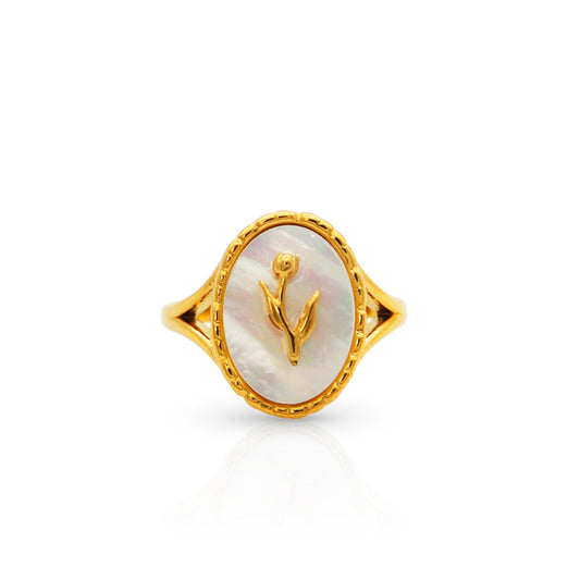 Handcrafted Natural Shell Tulip Ring - Belberrie Studios