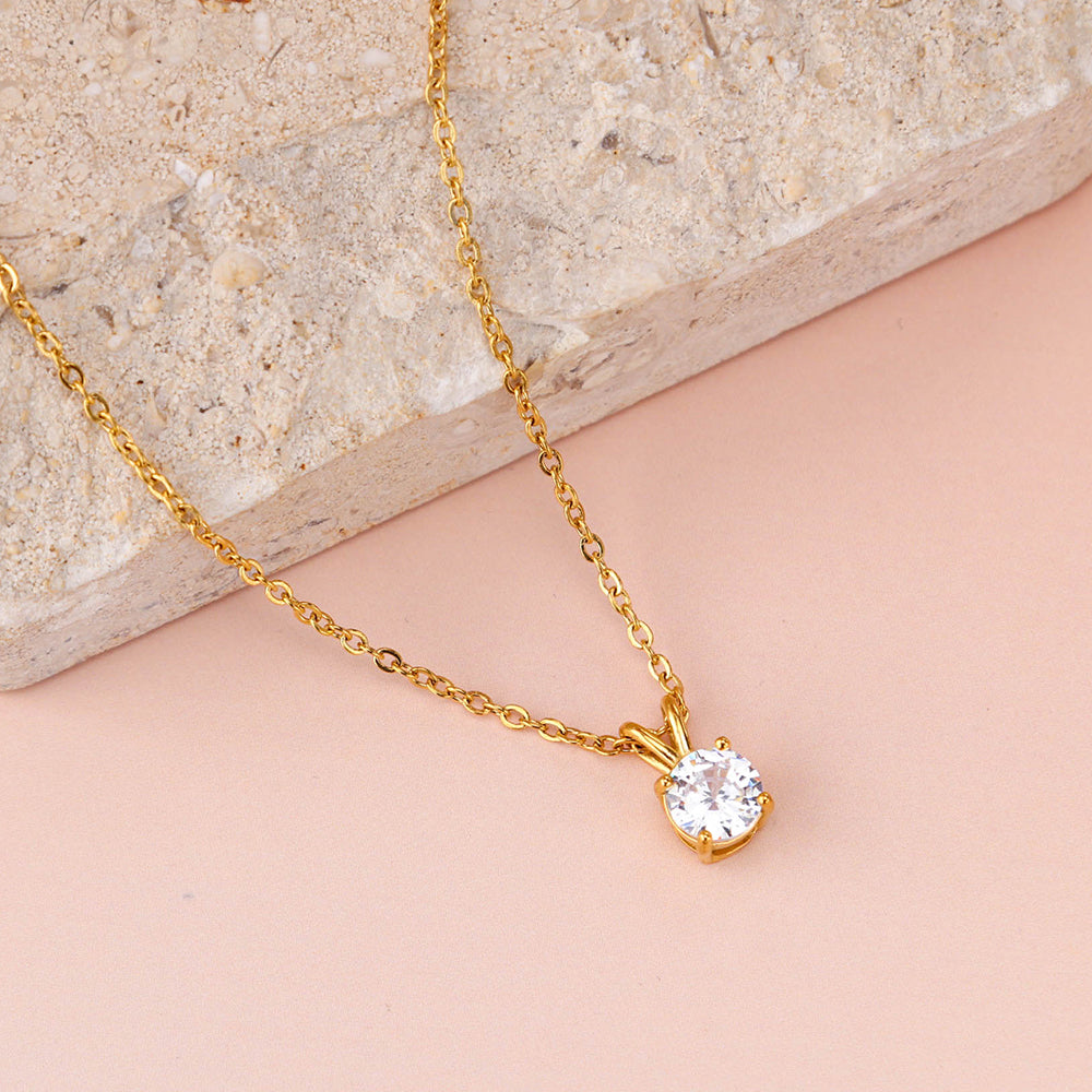 Dazzling Solitaire Zircon Diamond Necklace - Belberrie Studios